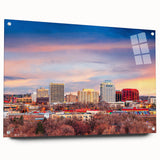 Acrylic print of Colorado Springs landscape in muted earth tones, suitable for bedroom or dining room decor.