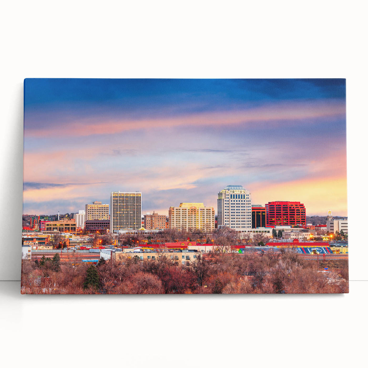 Black and white stretched canvas of Colorado Springs scenery, ideal for kitchen wall art or bedroom ambiance.