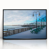 Large abstract wall art depicting a serene Connecticut landscape in muted earth tones, framed in black acrylic.
