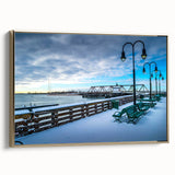 Framed canvas depicting a serene Connecticut landscape in muted earth tones, ideal for bedroom wall art.