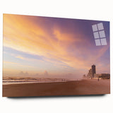 Large abstract wall art of Daytona scenery in vibrant hues on acrylic glass, ideal for bedroom or dining room decor.