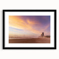 Extra large abstract art print of colorful, textured scenery, framed in black, ideal for living room decor.