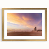 Extra large wall art depicting an abstract Daytona scenery in textured tones, framed in gold, ideal for living room decor.