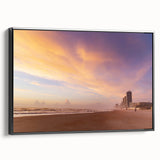 Black and white framed canvas of Daytona landscape with vintage poster art style, suited for bedroom decor.