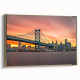 Framed canvas of a vintage Delaware landscape in black and gold tones, suitable for bedroom wall art.