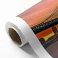 Art Deco poster of Delaware scenery on rolled canvas with vibrant green and blue tones, ideal for nursery wall art.