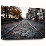 Acrylic print of Savannah, Georgia, in muted earth tones, suitable for dining room decor.