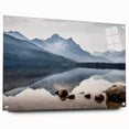 Large abstract wall art depicting Idaho scenery in muted earth tones on acrylic glass.