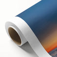 Art Deco style poster of Lake Michigan, featuring muted blue and beige tones on rolled canvas, suitable for nursery wall art.