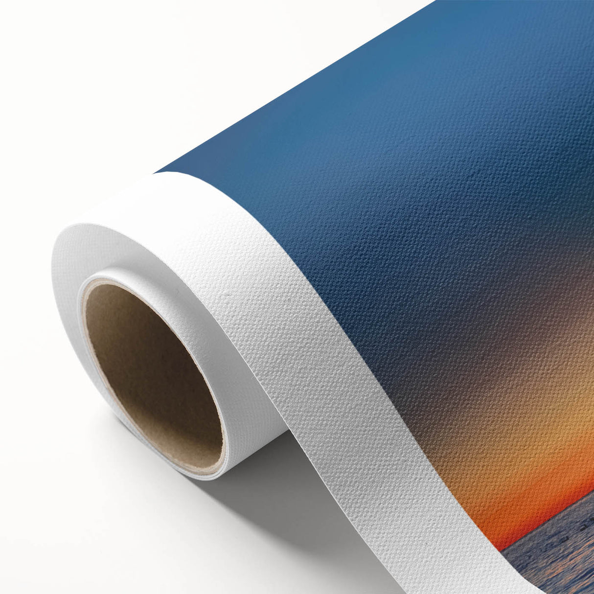 Art Deco style poster of Lake Michigan, featuring muted blue and beige tones on rolled canvas, suitable for nursery wall art.