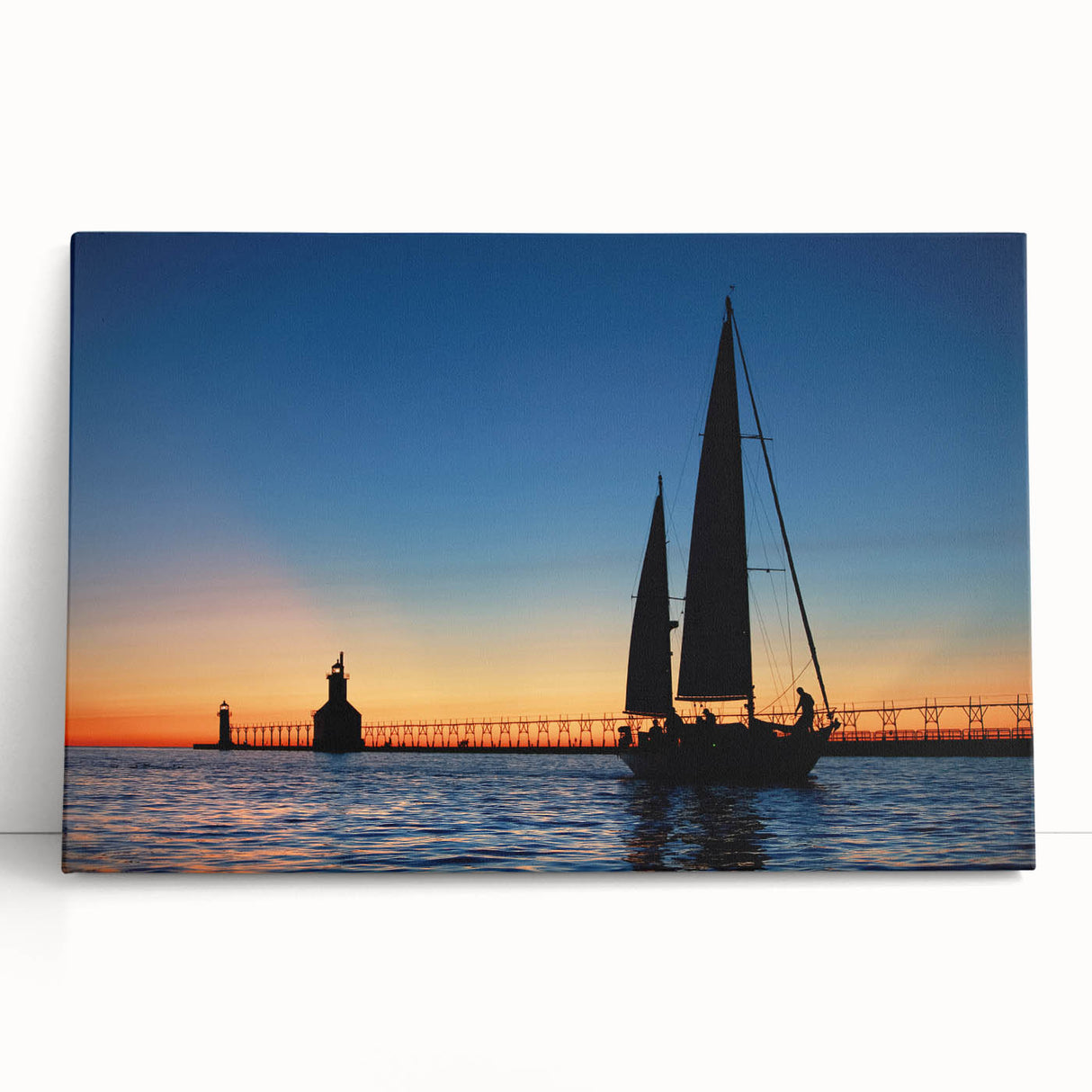 Black and white photo of Lake Michigan, large stretched canvas, ideal for kitchen wall art or bedroom ambiance.