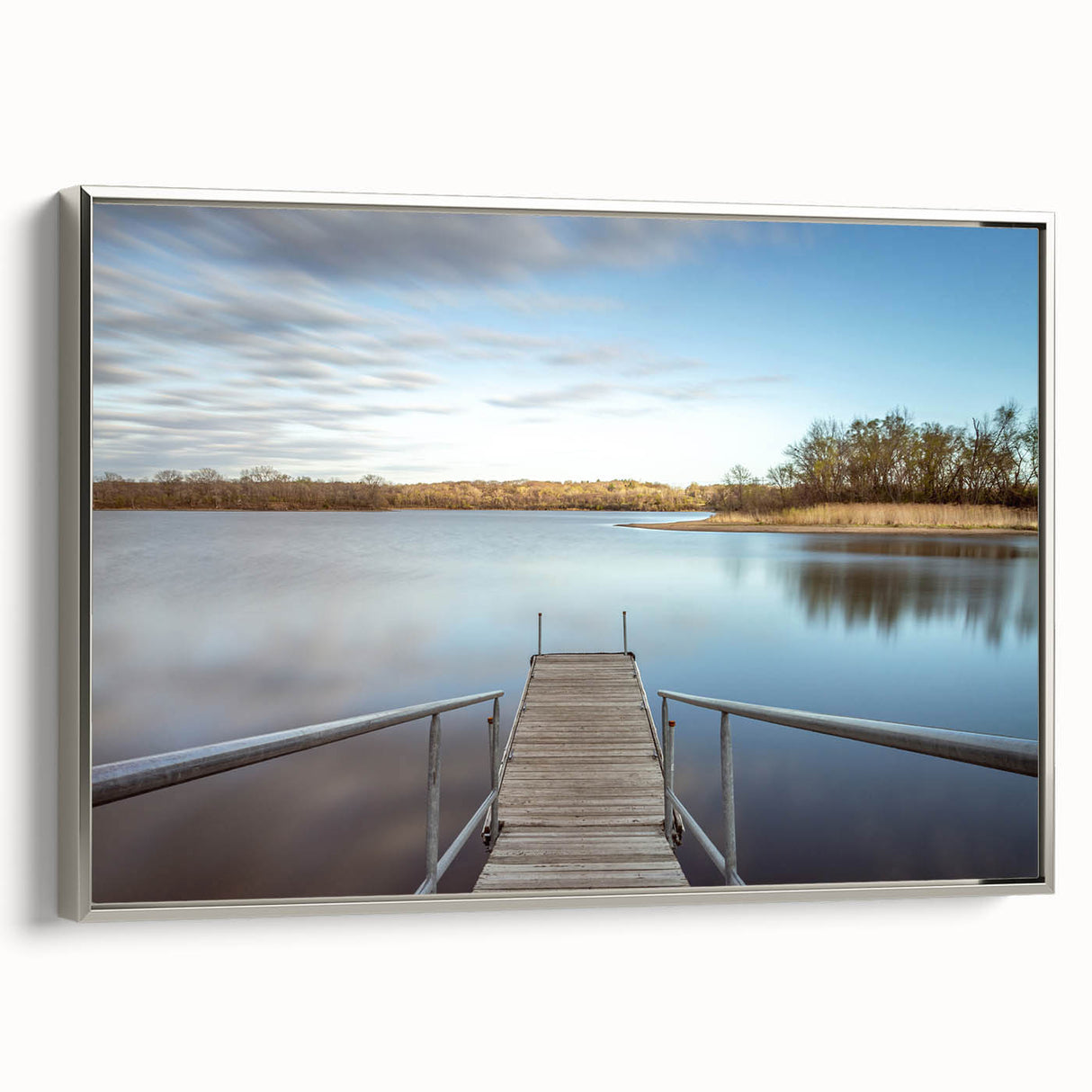 Framed canvas of a vintage Iowa landscape painting in muted colors, ideal for living room decor.