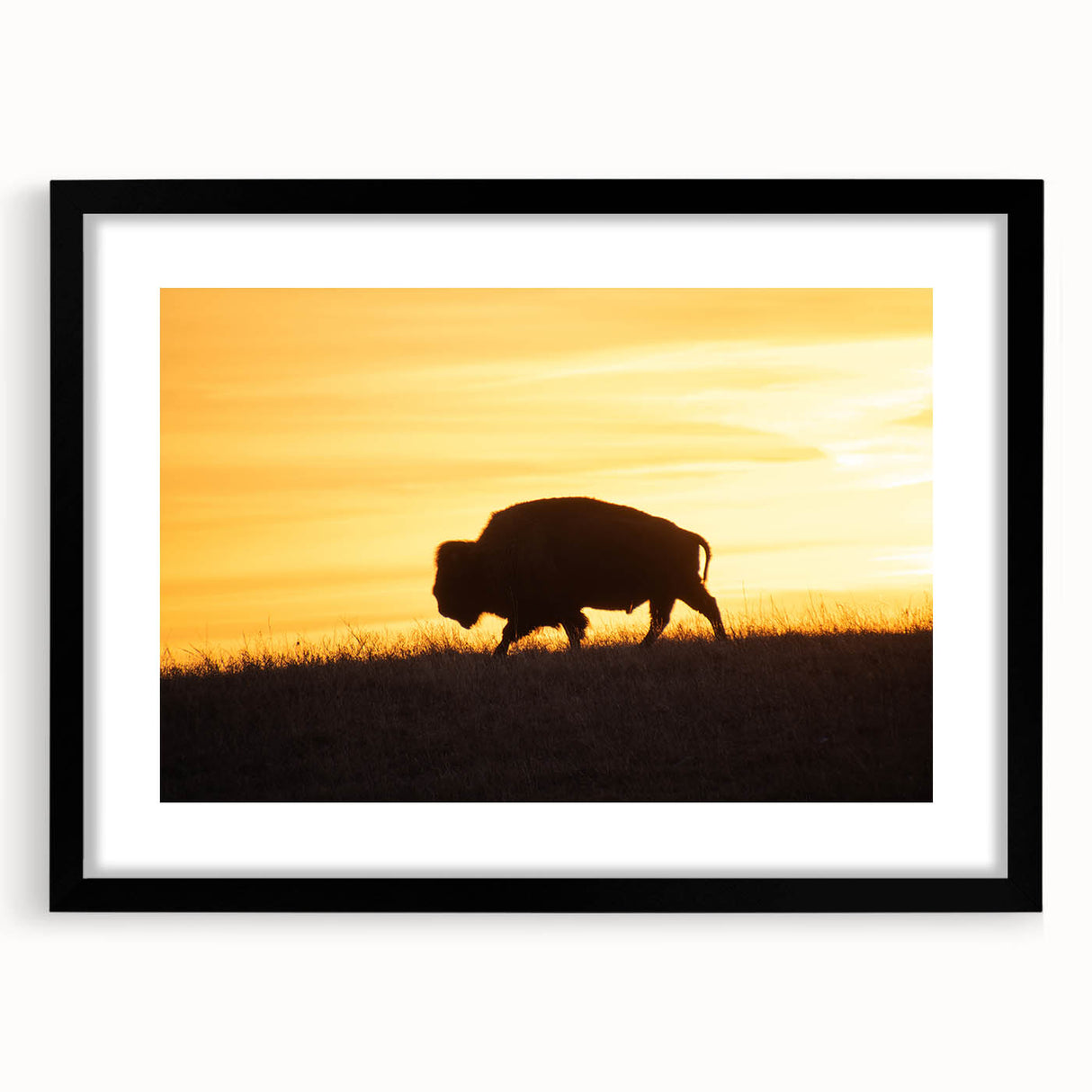 Extra large abstract art print of a colorful Kansas scenery on textured canvas, framed in black, ideal for living room decor.