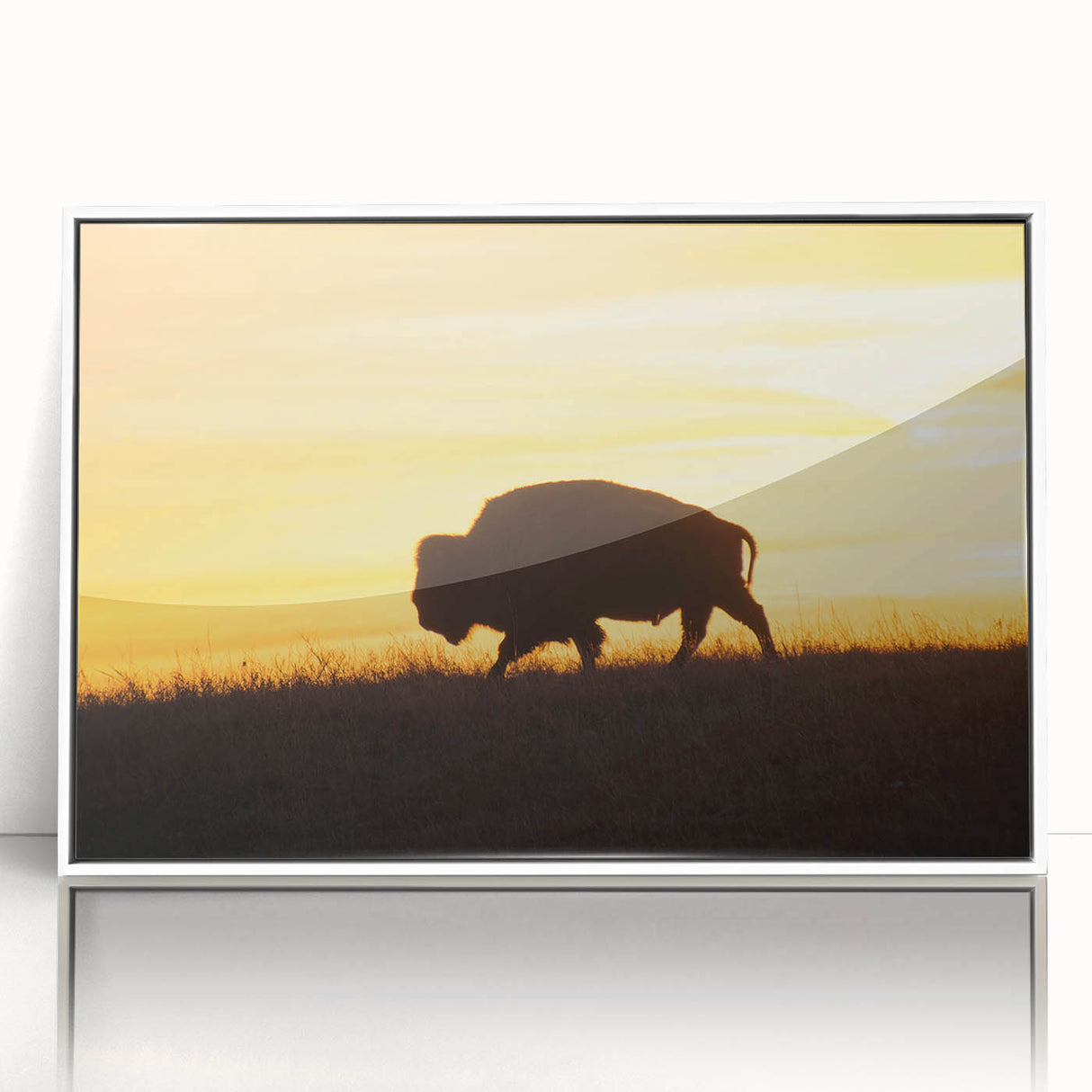 Acrylic print of a stylized Kansas scenery in art deco style with soft pastel colors, ideal for nursery wall art.
