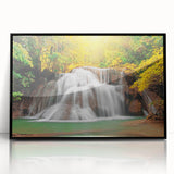 Large abstract wall art depicting a Kentucky scenery in muted earth tones, framed in black acrylic.