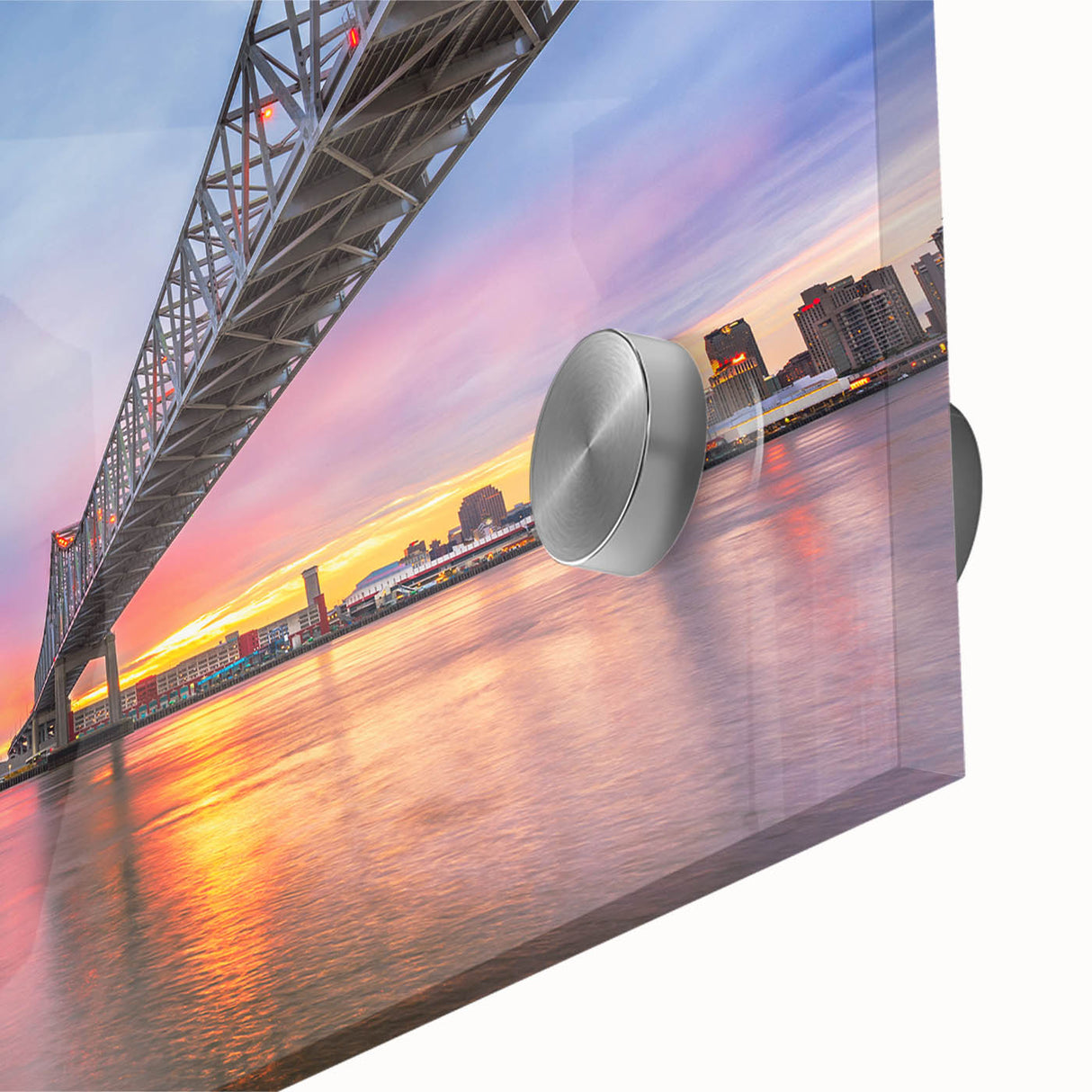 Acrylic print of a large abstract depiction of New Orleans in muted earth tones, ideal for dining room art.