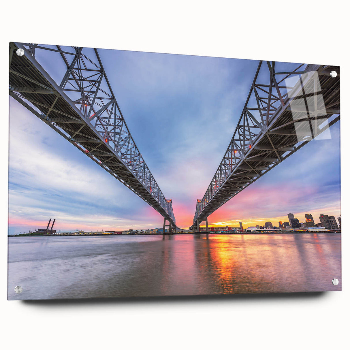 Acrylic print of a New Orleans street scene in muted colors, suitable for bedroom or dining room decor.