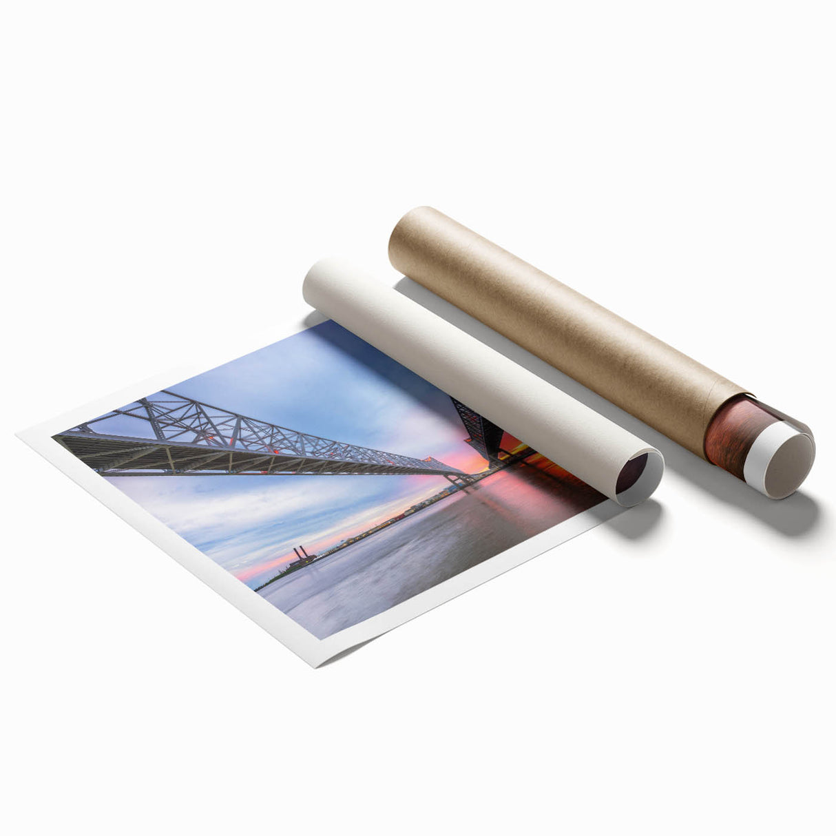 Rolled print of New Orleans scenery in pastel shades, ideal for classy bathroom wall art.
