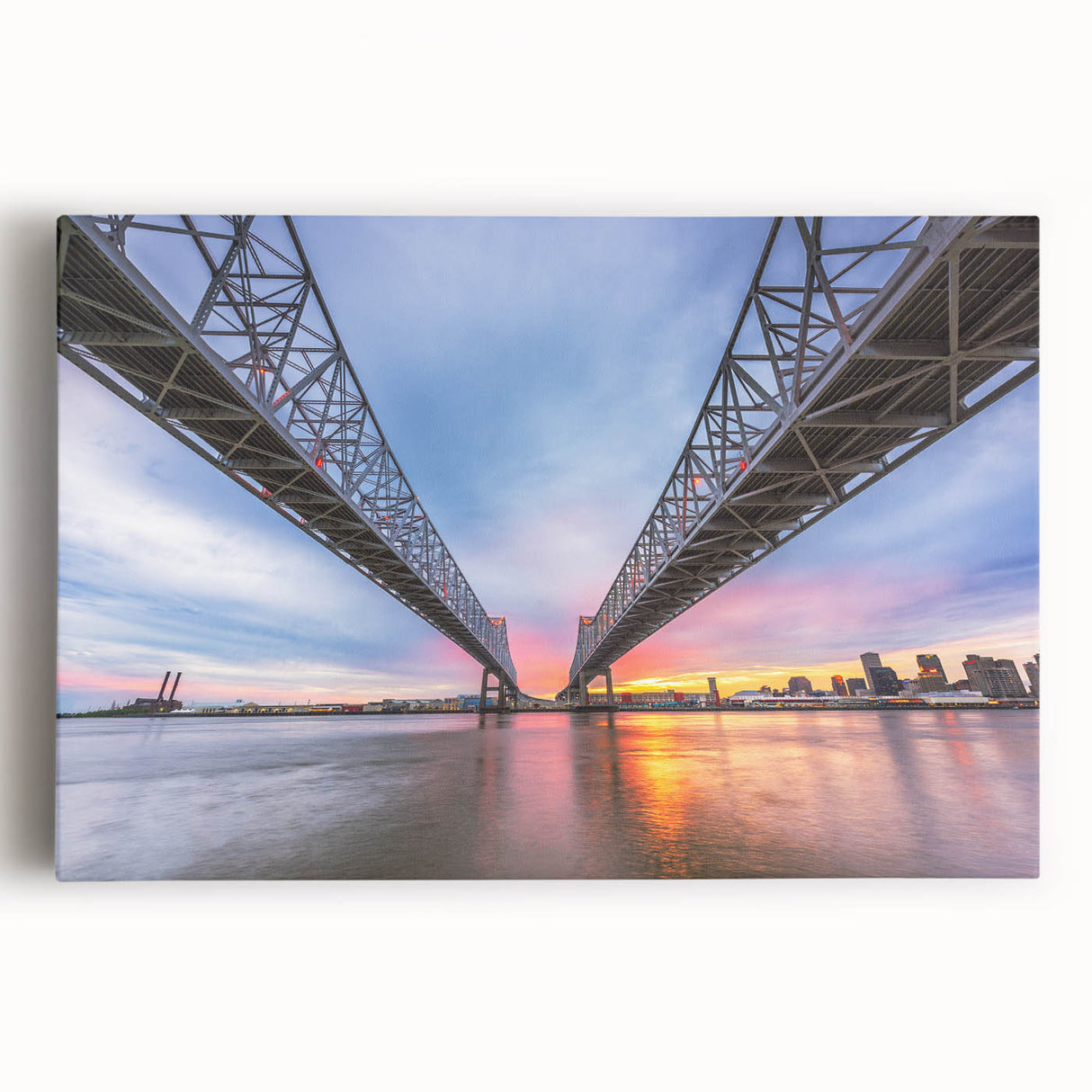 Black and white stretched canvas of New Orleans street scene, ideal for kitchen wall art.