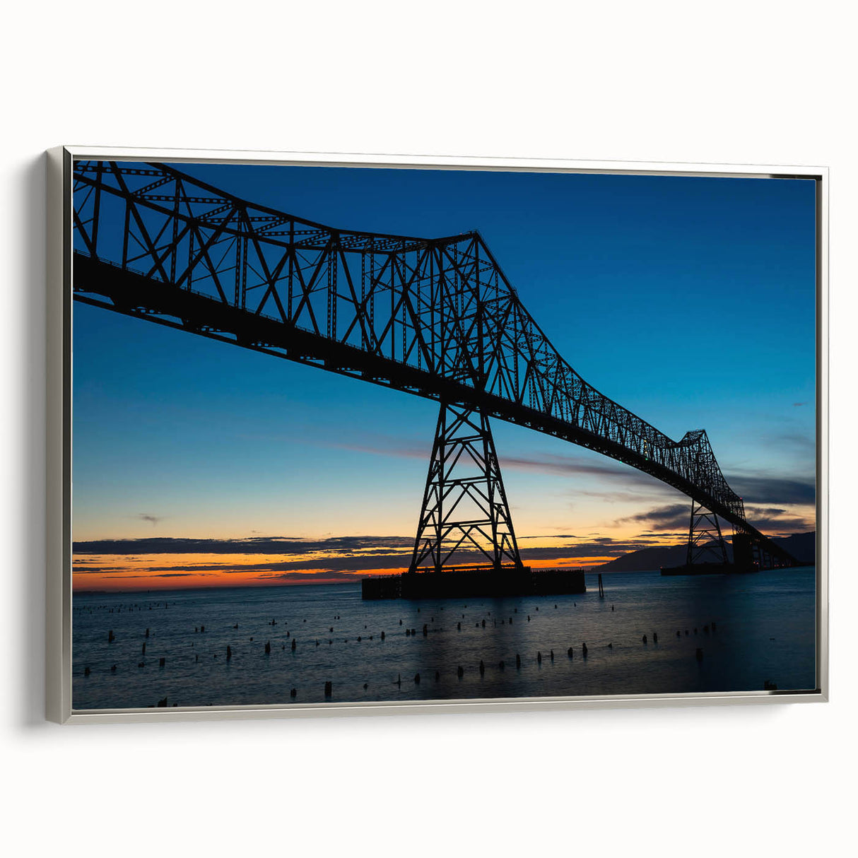 Framed canvas featuring a vintage-style Louisiana landscape with vibrant green and blue tones, ideal for living room decor.