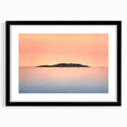 Abstract art print featuring a colorful, textured Maine scenery in a black frame.