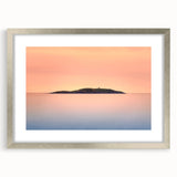 Textured art featuring abstract scenery of Maine in muted earth tones, framed with a silver mat, ideal for bedroom art.