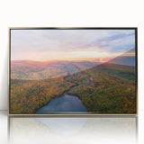 Mid-century modernist acrylic print of Michigan's Upper Peninsula in earth tones, ideal for modern art wall decor.