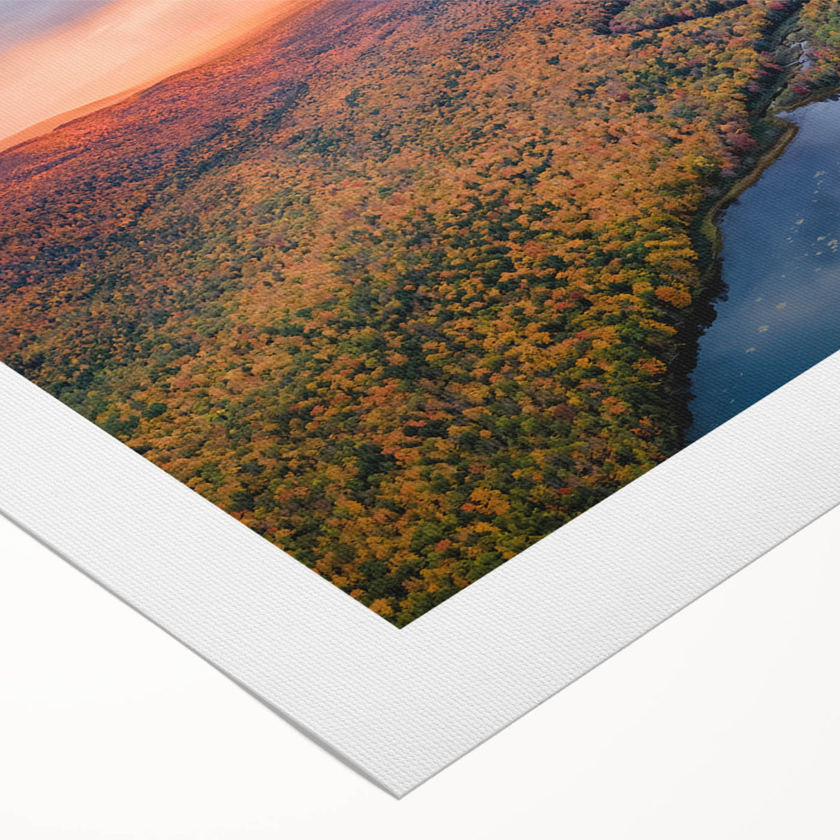 Art deco poster featuring a serene Michigan Upper Peninsula landscape on rolled canvas, suitable for dining room wall art.