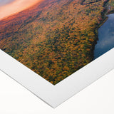 Art deco poster featuring a serene Michigan Upper Peninsula landscape on rolled canvas, suitable for dining room wall art.