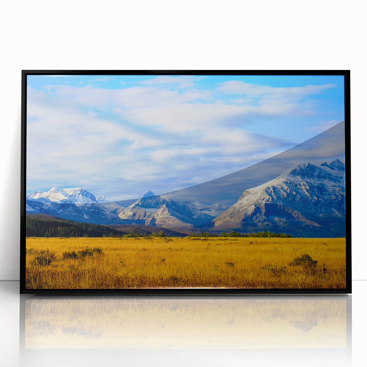 Large abstract wall art depicting Montana scenery in muted earth tones on a framed acrylic, ideal for modern art wall decor.