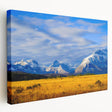 Scenic Montana landscape on large stretched canvas, featuring muted earth tones, ideal for kitchen wall art.