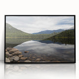 Large abstract wall art depicting a New Hampshire scenery in muted earth tones on a framed acrylic print.