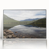 Art deco-style poster of New Hampshire scenery in pastel shades, framed acrylic print ideal for modern nursery decor.