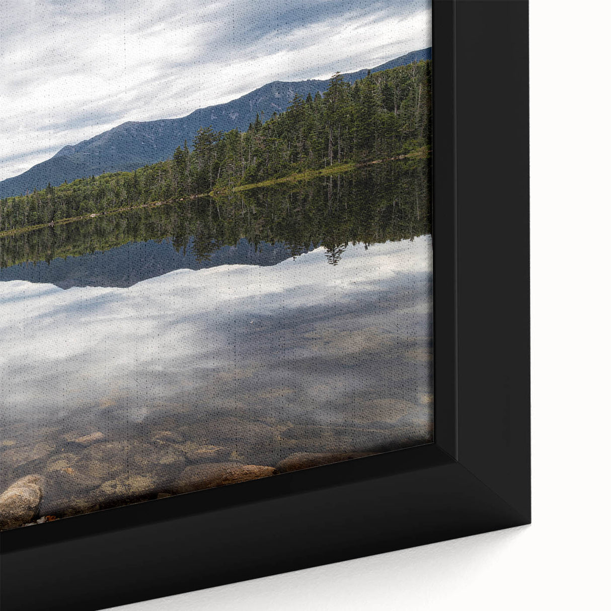 Textured black wall art depicting a New Hampshire landscape on a framed canvas, ideal for living room decor.