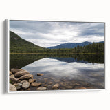 Vintage poster art depicting New Hampshire scenery on a framed canvas, featuring a palette of colorful art.