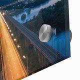 Large abstract wall art depicting a New Jersey scenery in muted earth tones on acrylic glass.