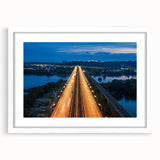Abstract art print of New Jersey scenery in muted earth tones on a white framed mat, ideal for dining room decor.