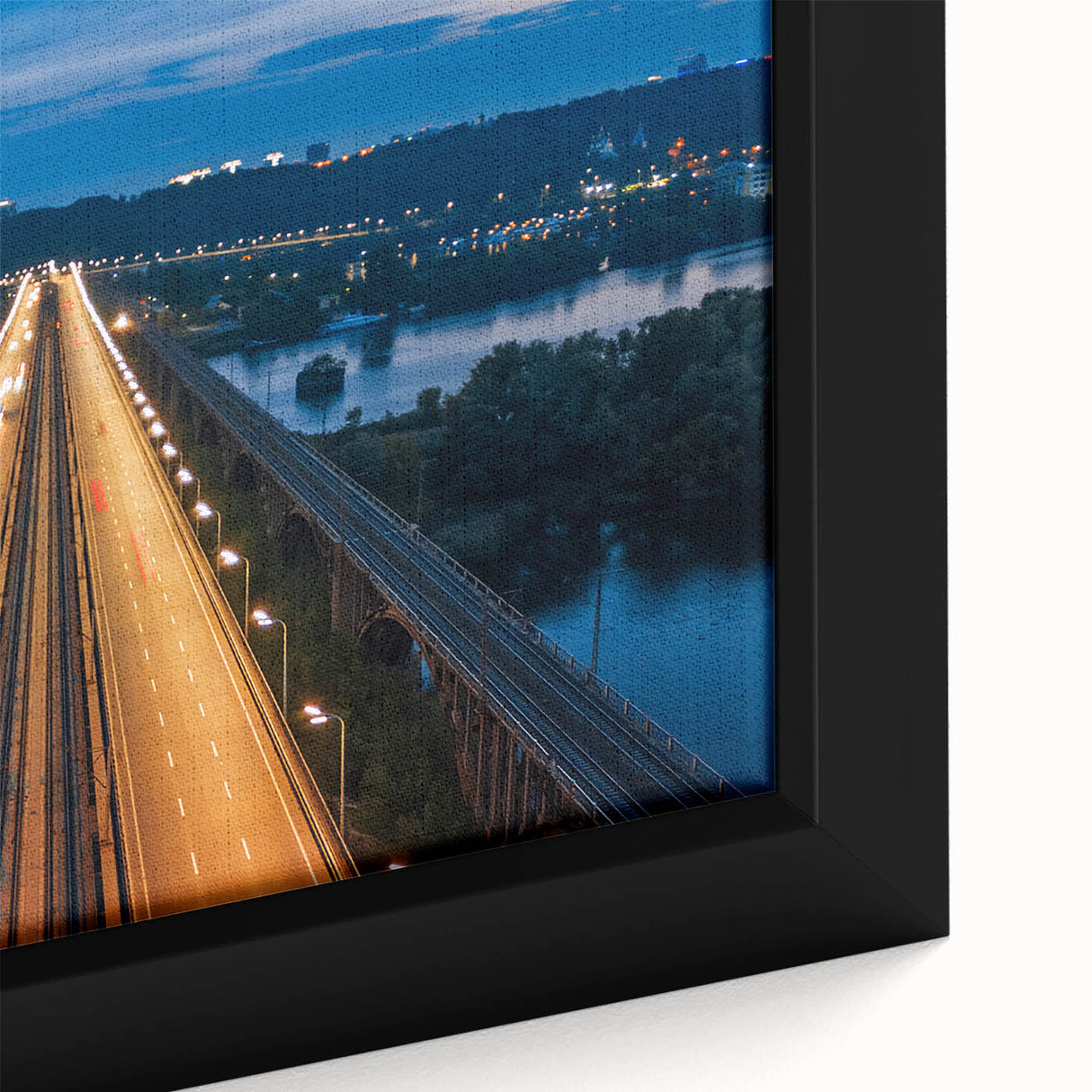 Extra large framed canvas of a textured New Jersey scenery in black with colorful art accents, ideal for living room decor.