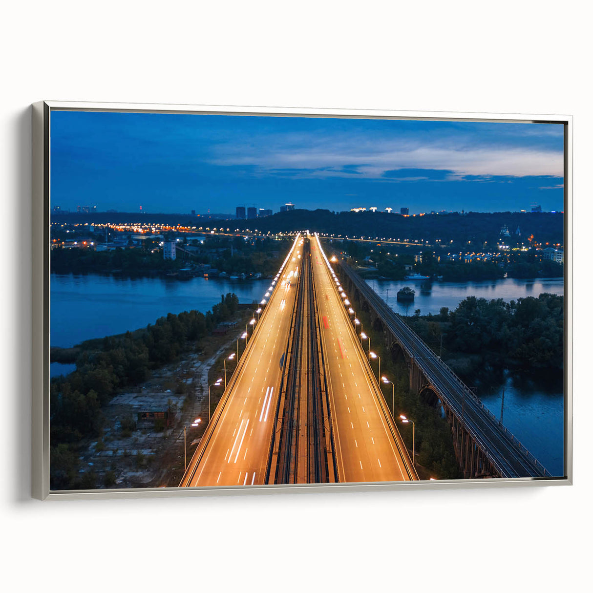 Framed canvas featuring a vintage New Jersey landscape in colorful art style, ideal for living room decor.