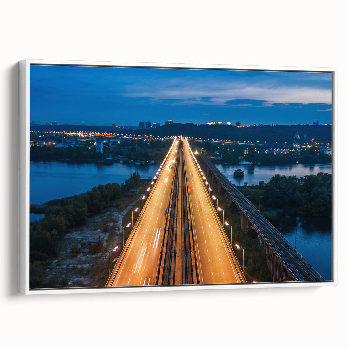 Vintage poster art of New Jersey scenery in colorful tones on a framed canvas, ideal for living room decor.