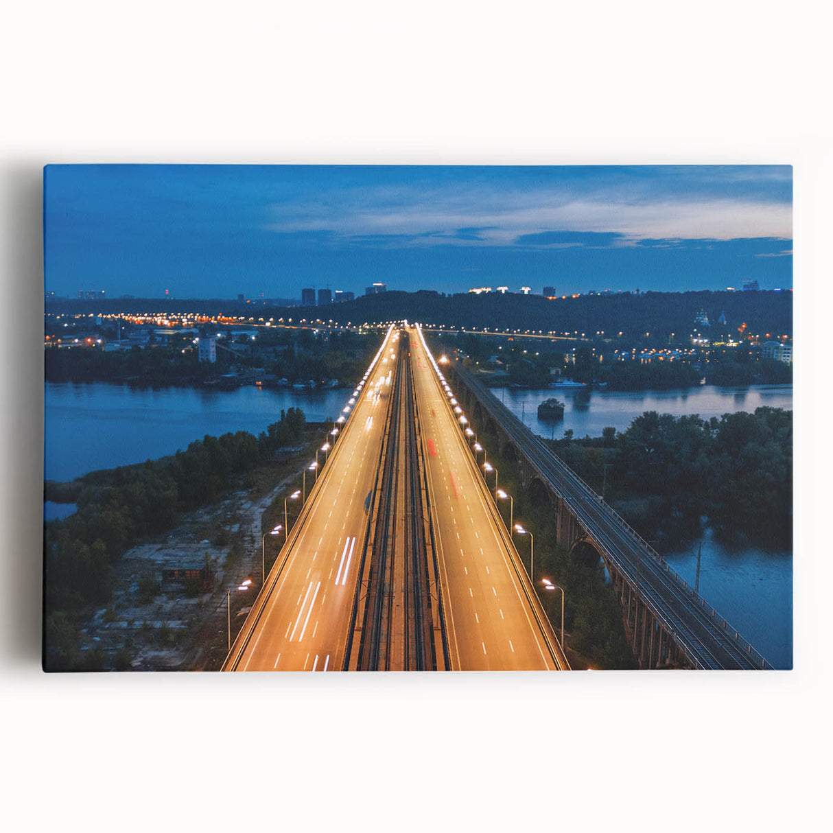 Black and white photograph on stretched canvas of New Jersey scenery, ideal for kitchen wall art.