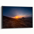 Framed canvas featuring a black and white vintage poster art of the Charlotte skyline, ideal for bedroom wall decor.