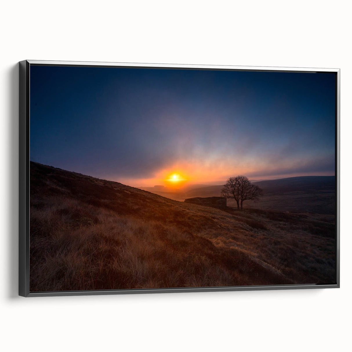 Framed canvas featuring a black and white vintage poster art of the Charlotte skyline, ideal for bedroom wall decor.