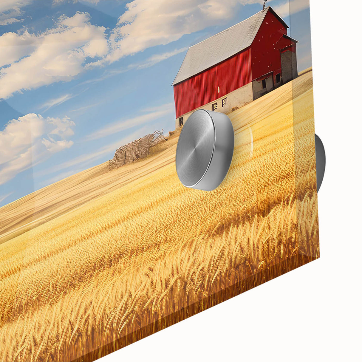 Large abstract wall art featuring North Dakota scenery in mid-century modernist style on acrylic glass.
