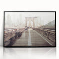 Large abstract wall art of the Brooklyn Bridge in black and white tones on a framed acrylic.