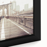 Extra large black wall art featuring a textured depiction of the Brooklyn Bridge in colorful hues.