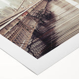 Art deco poster of the Brooklyn Bridge in monochrome shades, printed on rolled canvas, suitable for dining room wall art.