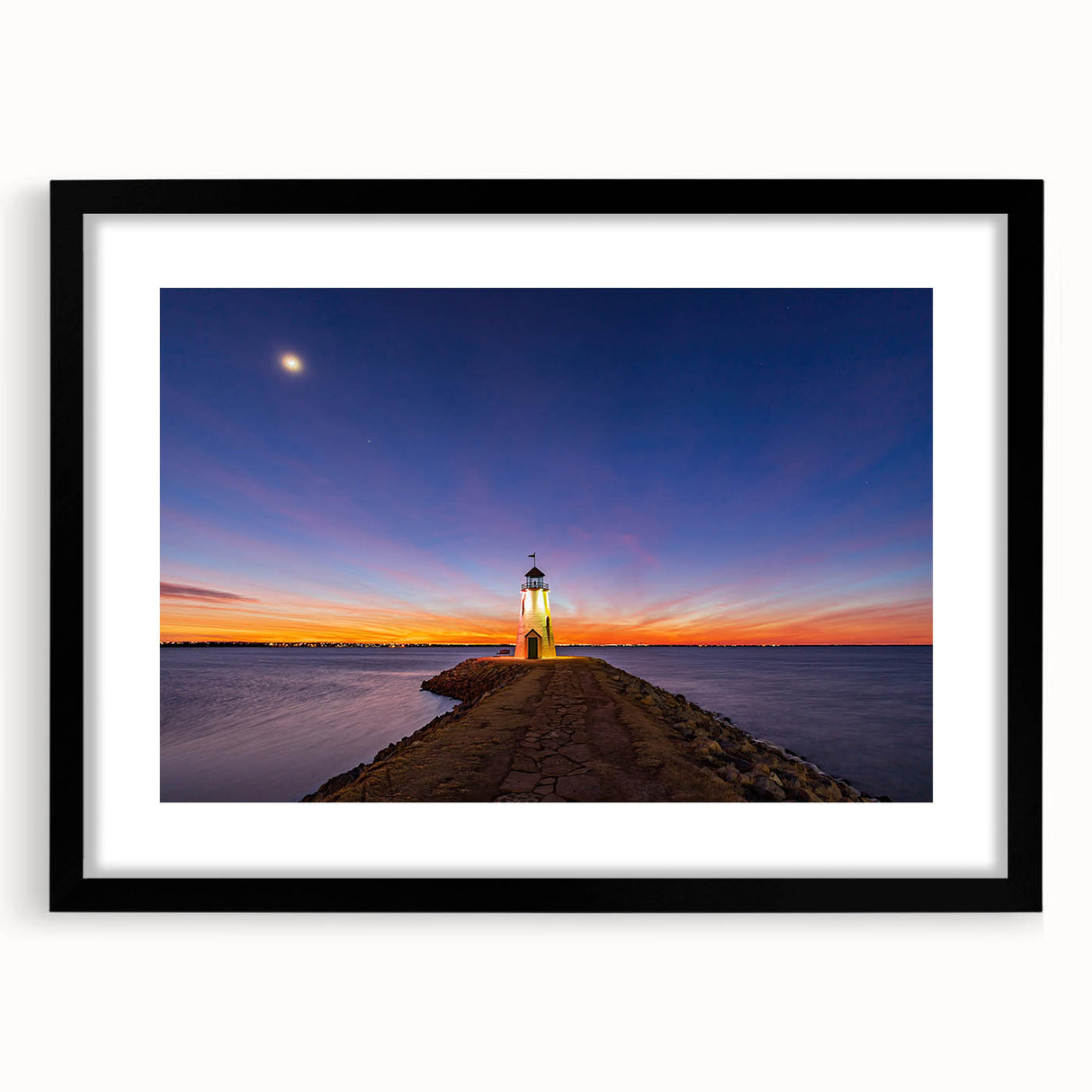 Extra large abstract art print featuring textured, colorful art of Oklahoma scenery in a black frame.