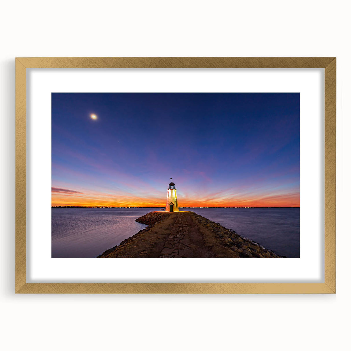 Extra large abstract art print featuring textured scenery of Oklahoma in muted earth tones, framed in gold.