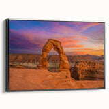 Black and white wall art of Arches National Park on framed canvas, ideal for bedroom decor, featuring vintage poster style.